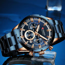 Curren Men's Blue Dial Chronograph Steel Watch: Stylish Waterproof Timepiece.  ourlum.com   