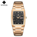 Square Luxury Men's Watch with Automatic Date Display Stainless Steel Gold Quartz Wristwatch  ourlum.com rose black United State 