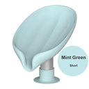 Leaf Shape Soap Dish: Automatic Drainage Shower Holder Blue Grey