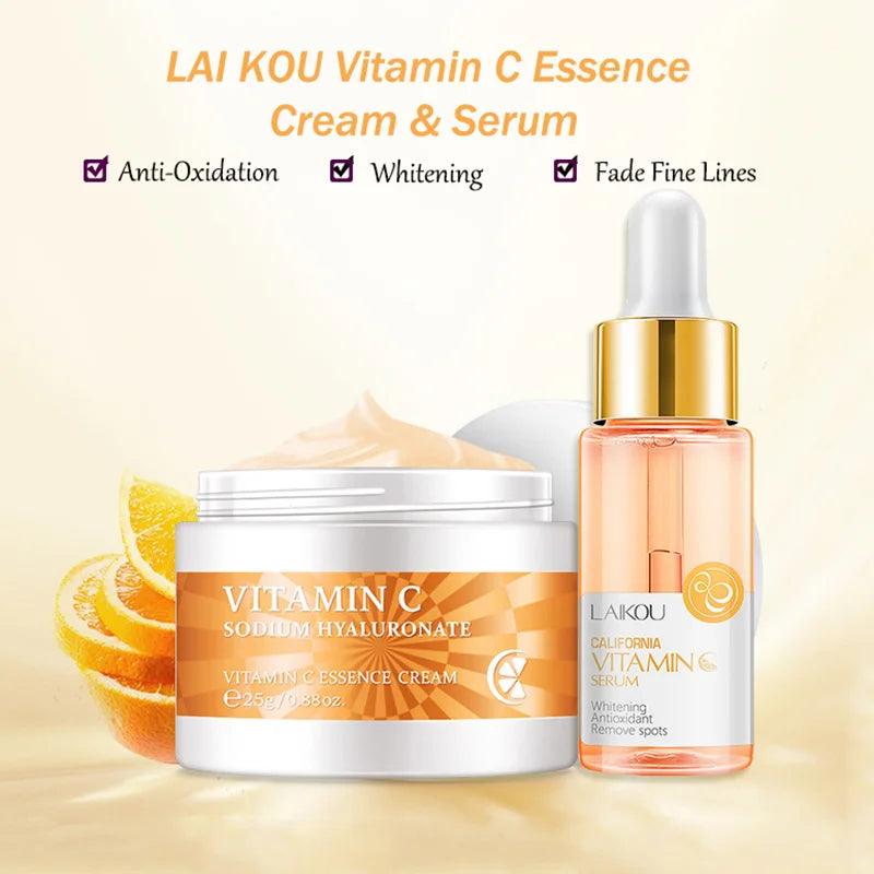 Radiant Glow Vitamin C Serum Cream - Hyaluronic Acid Skin Care Combo  ourlum.com   