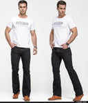 Mens Boot Cut Jeans Slightly Flared Slim Fit Denim Pants