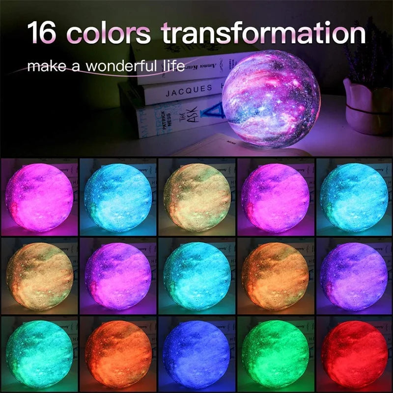 Moon Lamp Kids Night Light Galaxy Lamp 16 Colors LED 3D Star Moon Light Change Touch And Remote Control Galaxy Light  For Gifts  ourlum.com   