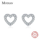 Modian Authentic 925 Sterling Silver Heart Stud Earrings