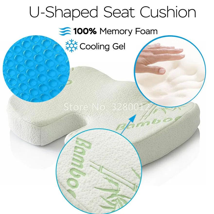 Orthopedic U-Shape Memory Foam and Gel Seat Cushion for Car and Office Comfort