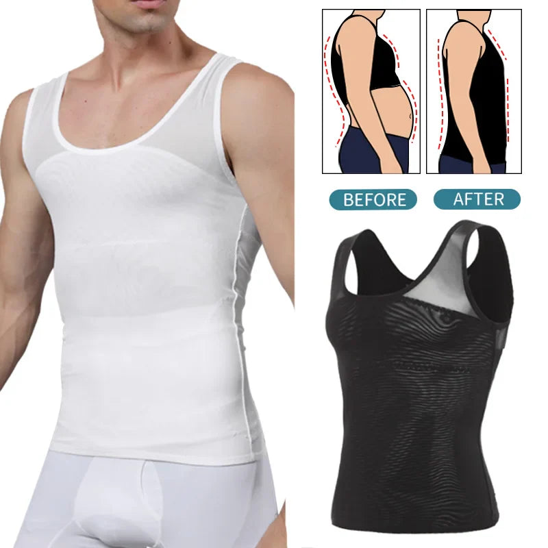 Men's Slimming Compression Shirt for Gynecomastia & Tummy Control - Boost Confidence!