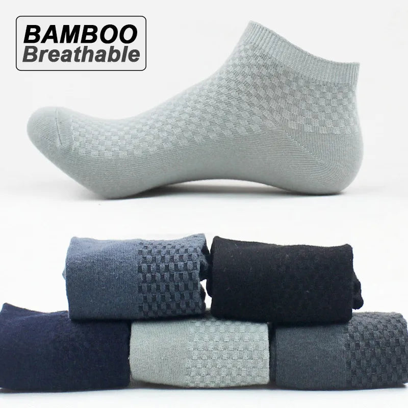 Men's Business Bamboo Fiber Ankle Socks - 5 Pairs - Breathable & Stylish - EU39-48 Size - Our Lum  Our Lum   