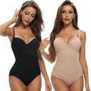 Elegant Silk Bodysuit Shapewear for Women - Tummy Control Lingerie in Black/Nude