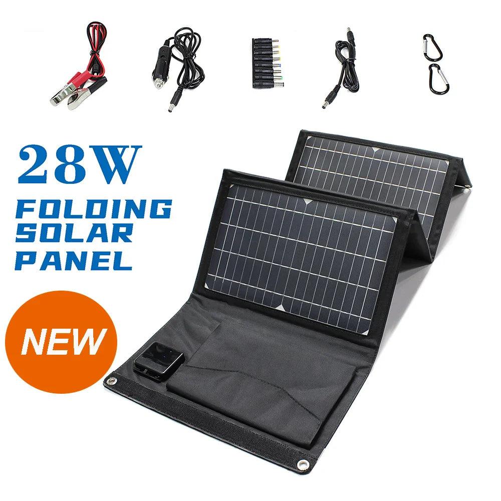 Upgraded 28W 21W 14W Portable Solar Panel Charger Double USB 5V 18V DC Camping Foldable Solar Panel For Phone Charge Power Bank  ourlum.com Upgraded 28W spain 