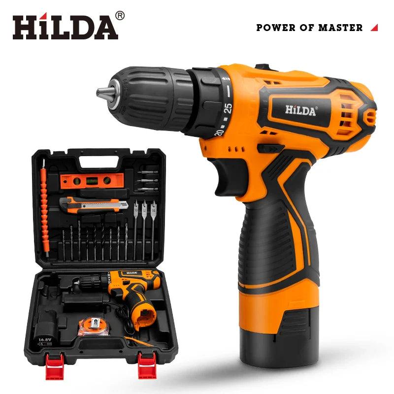 HILDA Electric Drill 12V 16V 20V Cordless Drill Electric Screwdriver Mini Wireless Power Driver DC Lithium-Ion Battery  ourlum.com   