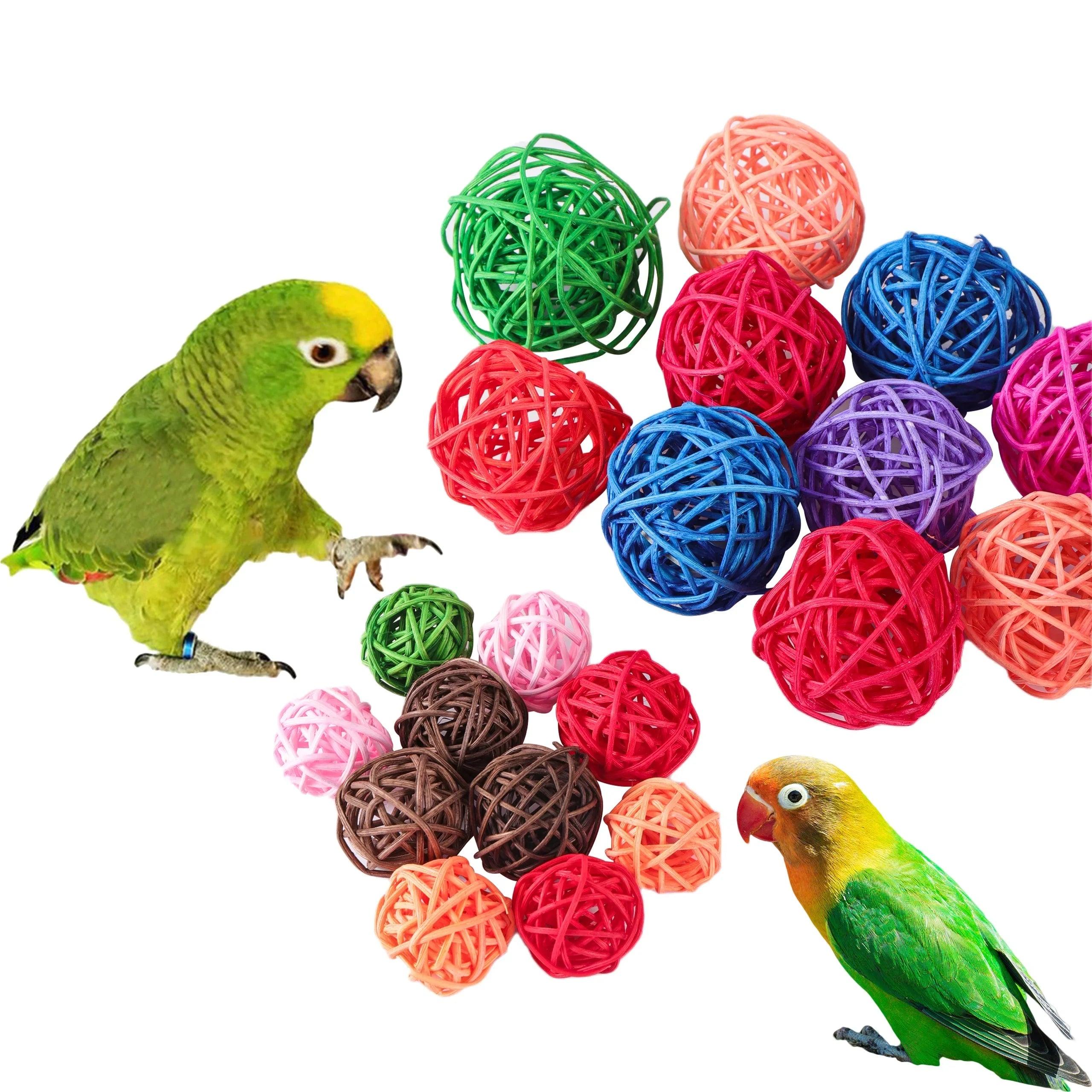 Bird Rattan Ball Toy: Colorful Chew Toy for Parrots and Small Pets  ourlum.com   