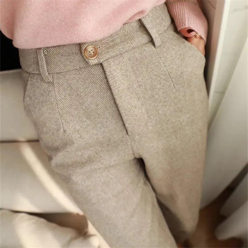 Winter Chic: Stylish Woolen Harem Pencil Pants for Women  ourlum.com   