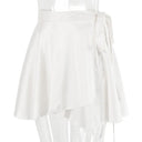 White Satin Elegant Two-Piece Set Chic Comfort Fit Skirt Top