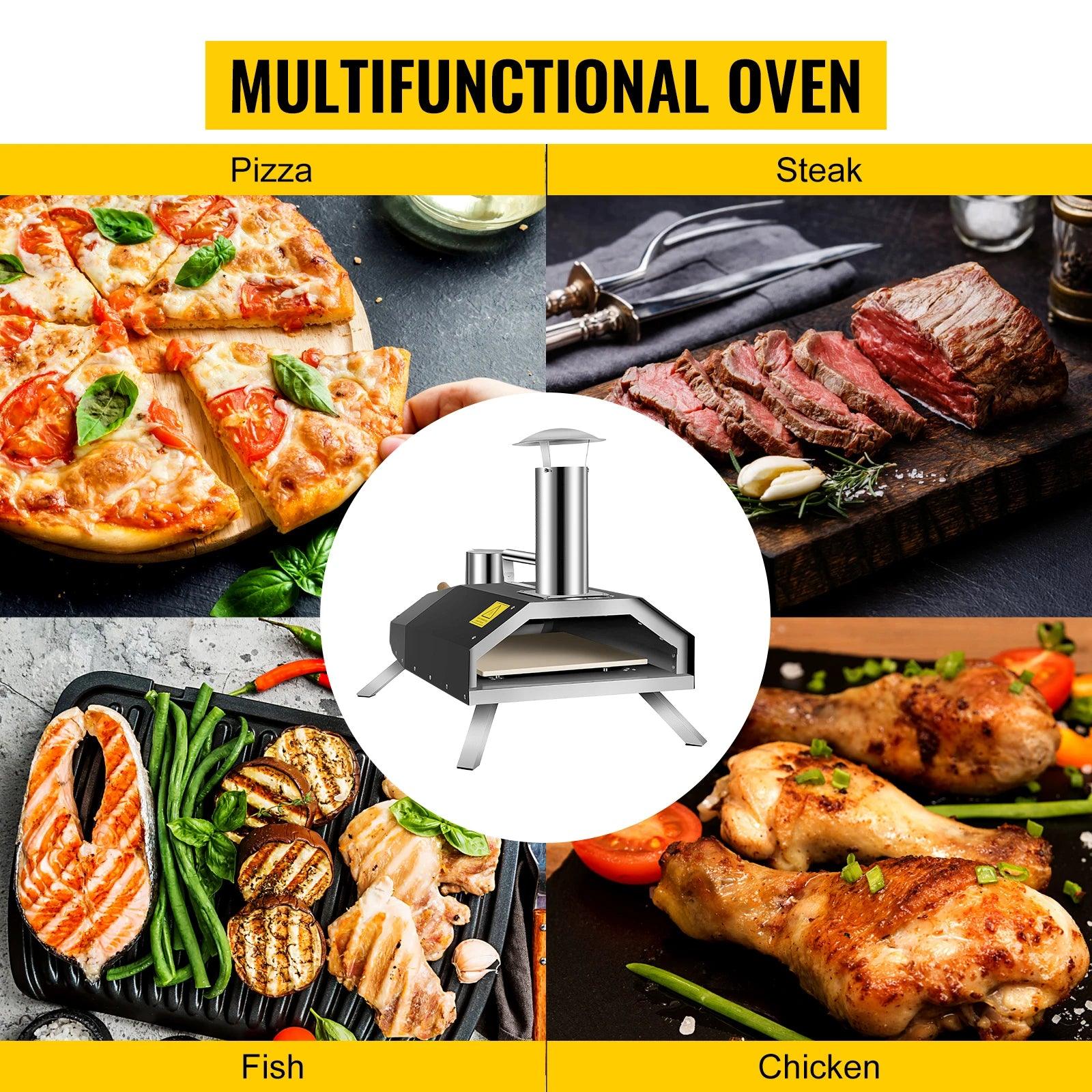 VEVOR Portable Pizza Oven Good Insulation Effect 304 Stainless Steel Foldable Feet Complete Accessories Bag for Outdoor Cooking