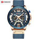 CURREN Men's Military Leather Chronograph Watch: Stylish & Functional Timepiece  ourlum.com rose blue watch United State 