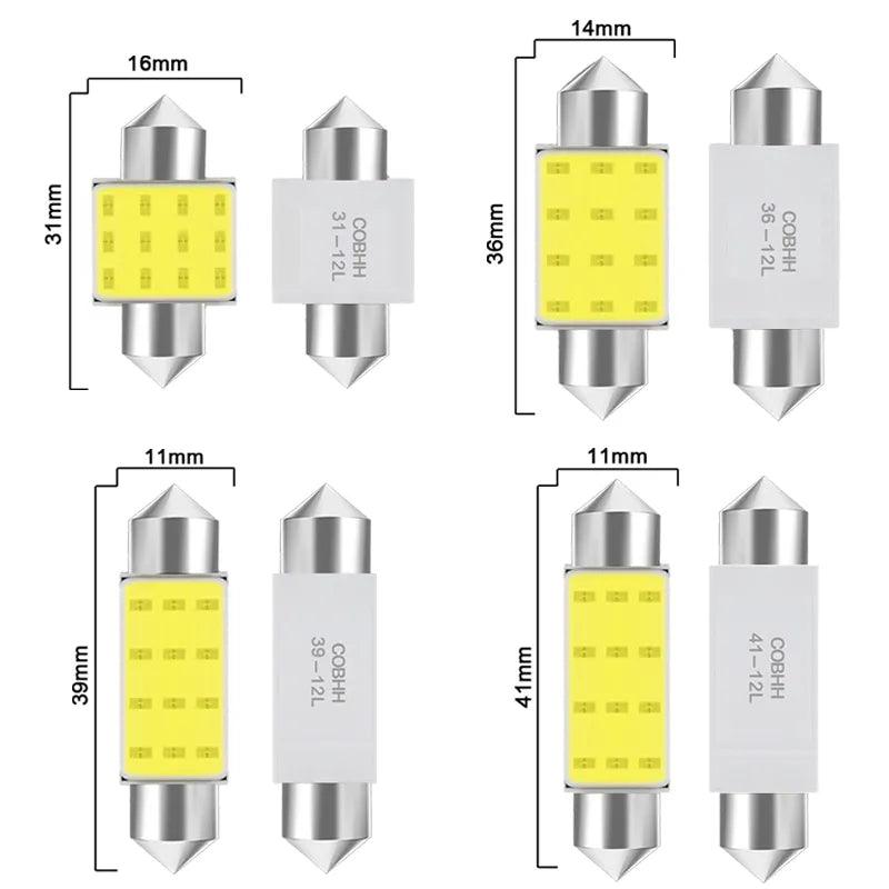 LED Car Interior Dome Lights Set - Premium White COB Bulbs  ourlum.com   