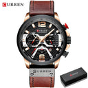 CURREN Men's Military Leather Chronograph Watch: Stylish & Functional Timepiece  ourlum.com rose black box United State 