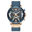 Men's Luxury Analog Leather Sports Watch: Military-Inspired Design  ourlum.com Rose Gold Blue  