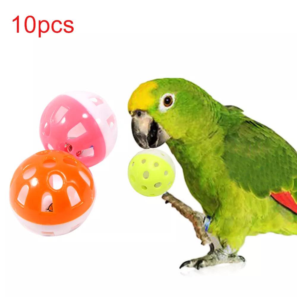 Colorful Rolling Bell Ball Bird Toy for Parakeet Cockatiel Chew Cage Fun  ourlum.com 10pc CN 