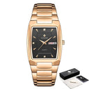 Square Luxury Men's Watch with Automatic Date Display Stainless Steel Gold Quartz Wristwatch  ourlum.com rose black box United State 