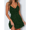 Sultry Dot Print V-Neck Dress Elegant Backless Style Chic