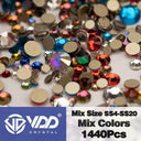 Crystal Gold Mix Size Flatback Rhinestones for DIY Nail Art  ourlum.com Mix Colors Mix Size(1440Pcs) 