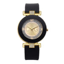 Elegant Black Women's Rhinestone Quartz Watch with Silicone Strap  ourlum.com black  