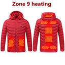 Men 9 Areas Heated Jacket USB Winter Electric Heating Coat