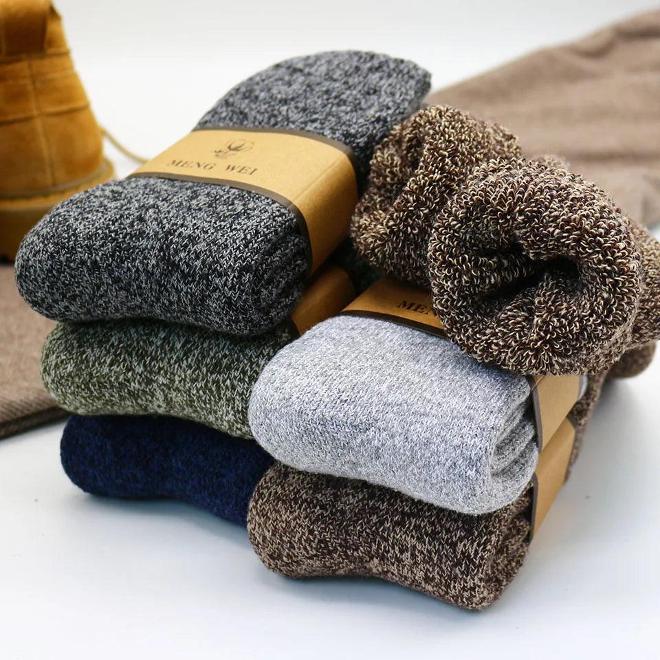 Cozy Winter Men's Merino Wool Harajuku Retro Snow Cashmere Socks Set of 3  ourlum.com   