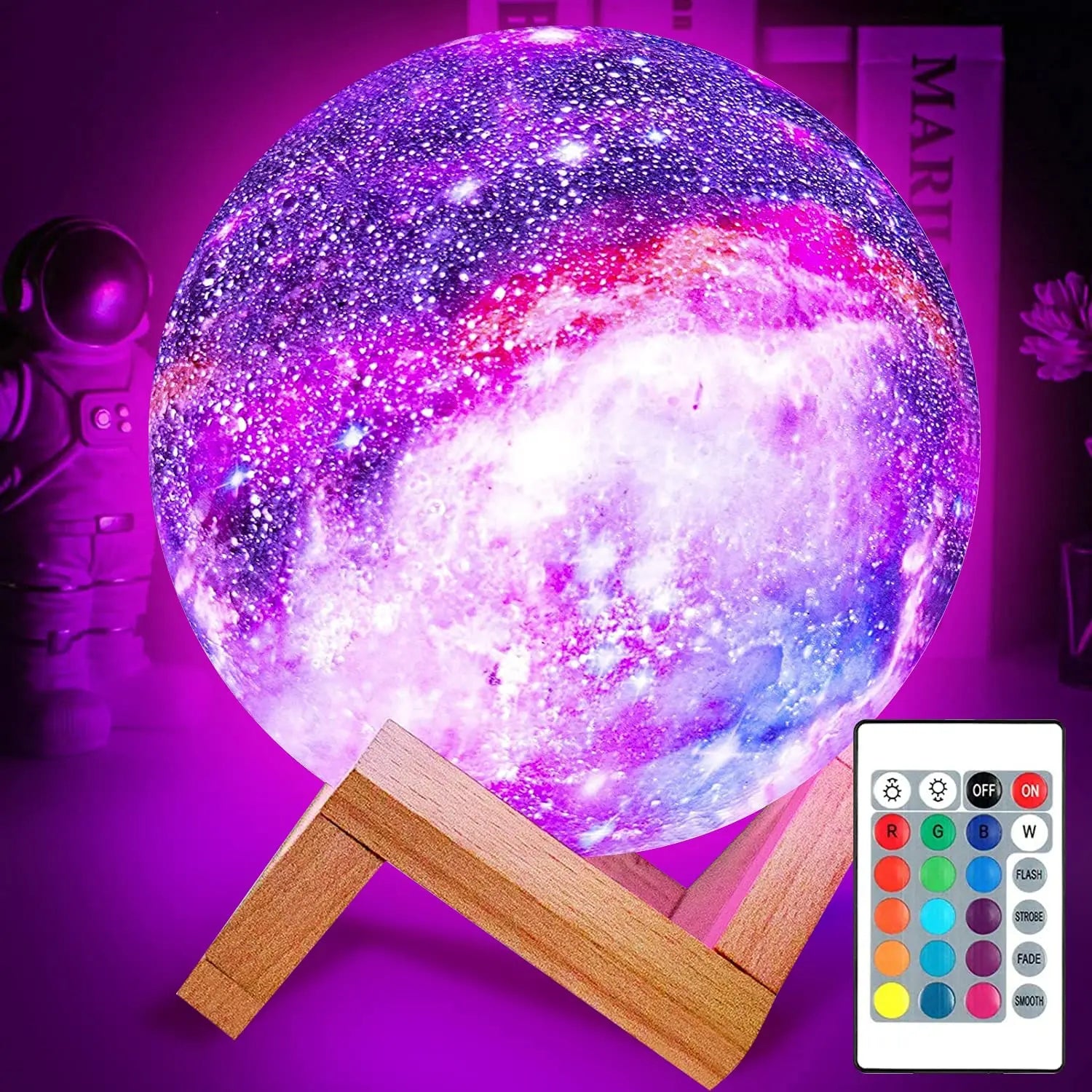 ZK30 Moon Lamp Galaxy Lamp Night Light 16 Colors LED Moon Light with Stand Remote Touch Control and USB Rechargeable Home Decor  ourlum.com 10cm 16 colors CHINA