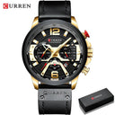 CURREN Men's Military Leather Chronograph Watch: Stylish & Functional Timepiece  ourlum.com gold black box United State 