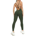 2023 Stylish Women's Backless Yoga Fitness Jumpsuit Set  OurLum.com Army Green M CHINA