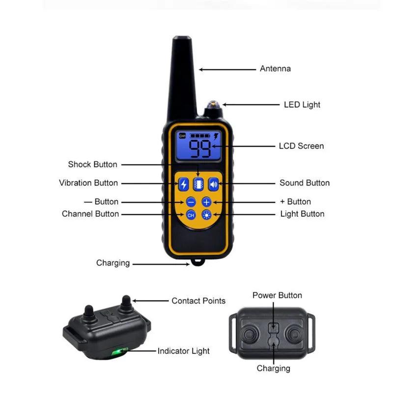 Advanced Waterproof Electric Dog Training Collar with Remote Control - Adjustable Shock Vibration Sound  ourlum.com   