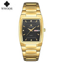 Square Luxury Men's Watch with Automatic Date Display Stainless Steel Gold Quartz Wristwatch  ourlum.com gold black United State 