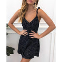 Sultry Dot Print V-Neck Dress Elegant Backless Style Chic