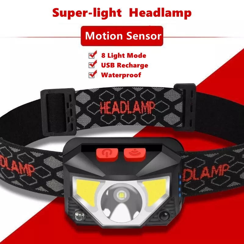 Motion Sensor LED Headlamp: Bright Hands-Free Light for Camping & Fishing  ourlum.com   