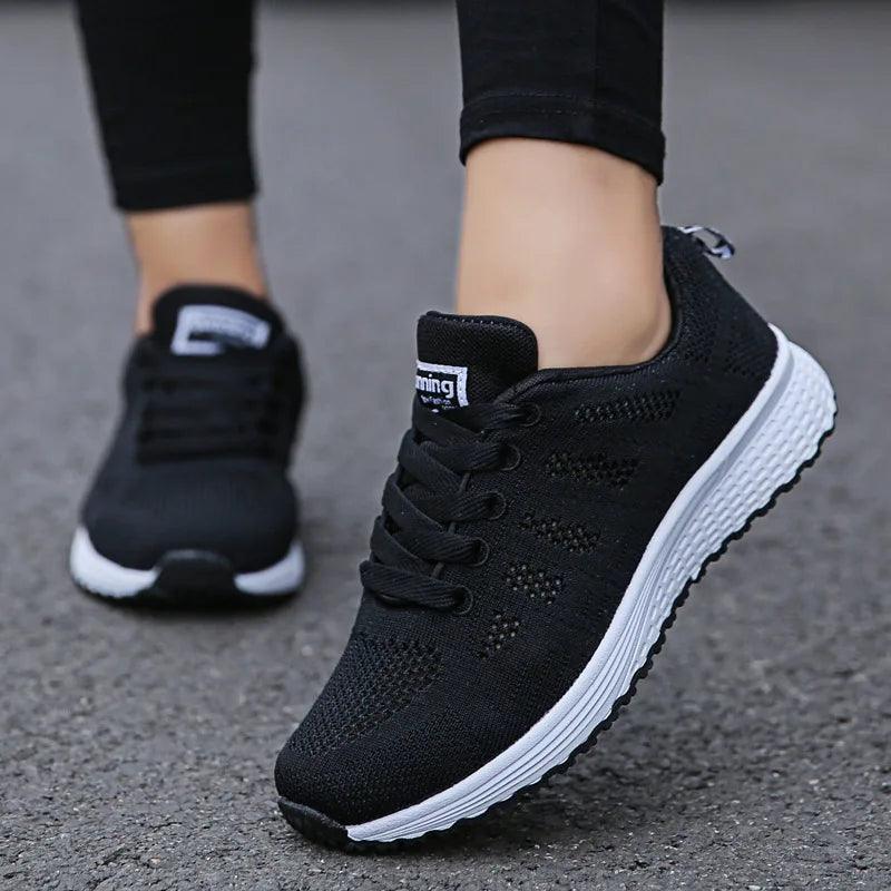 Breathable Mesh Women's Fashion Sneakers - White Vulcanized Gym Shoes with Modern Style and Comfortable Fit  Our Lum   