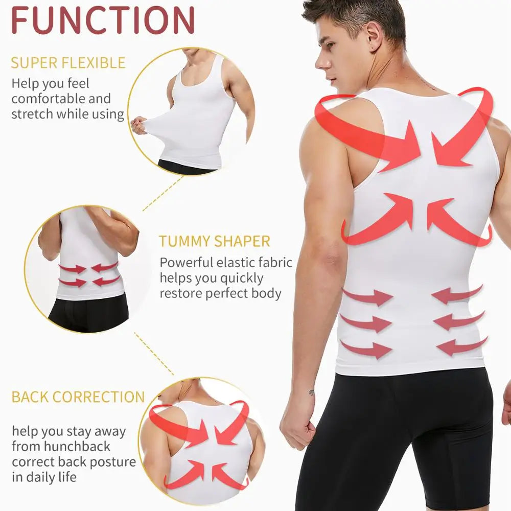 Men's Slimming Compression Vest for Tummy Control & Gynecomastia Support