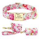 Personalized Custom Nylon Dog Collar Leash Set Engraved Nameplate Stylish All-Season Safety Pet Collar  ourlum.com Pink Sets S 