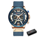 Men's Luxury Analog Leather Sports Watch: Military-Inspired Design  ourlum.com Rose Blue Box  