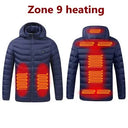 Men 9 Areas Heated Jacket USB Winter Electric Heating Coat