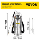 VEVOR Stainless Steel Hand Pump Sprayer for Garden Use