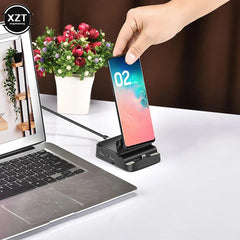 8-in-1 USB-C Docking Station with HDMI, Power Charger, and Card Reader for Samsung Smartphones