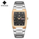 Square Luxury Men's Watch with Automatic Date Display Stainless Steel Gold Quartz Wristwatch  ourlum.com silver black United State 