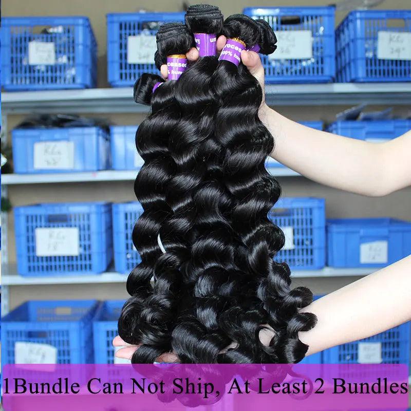 Ever Beauty Loose Wave Brazilian Virgin Hair Bundles with Closure - 100% Human Hair Extension  ourlum.com   