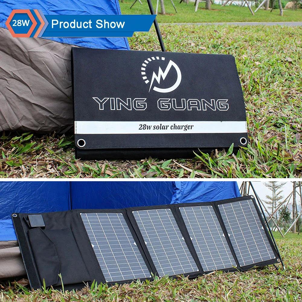 Upgraded 28W 21W 14W Portable Solar Panel Charger Double USB 5V 18V DC Camping Foldable Solar Panel For Phone Charge Power Bank  ourlum.com   