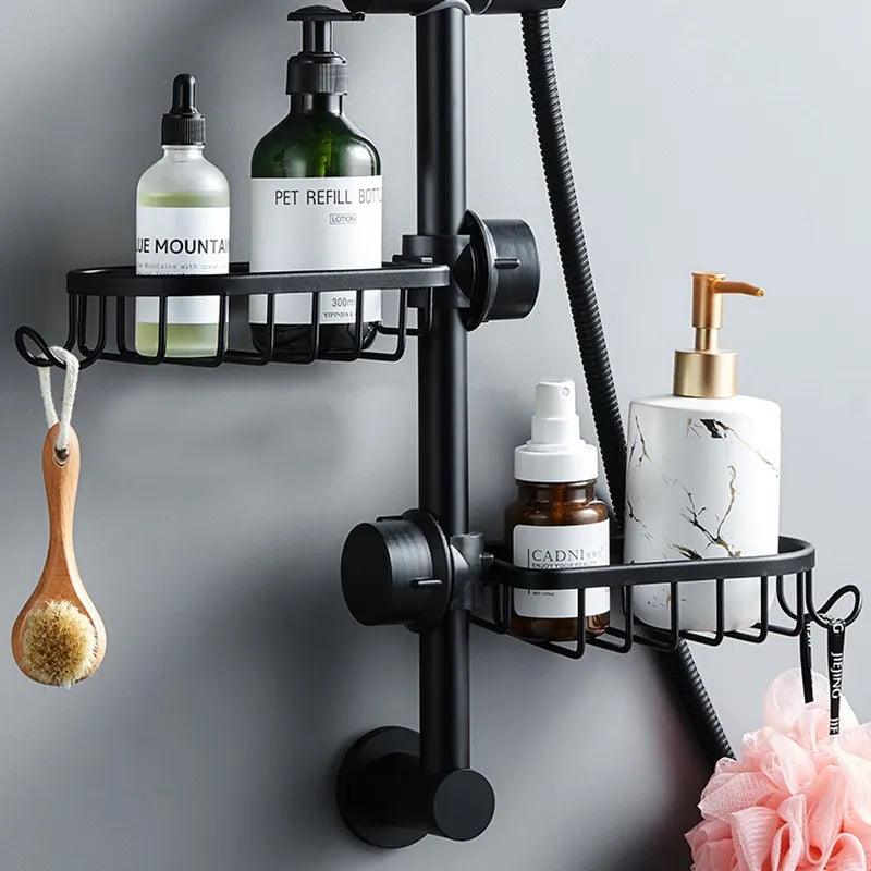 Aluminum Bathroom Shower Rack with Adjustable Shelves for Bathing Essentials  ourlum.com   