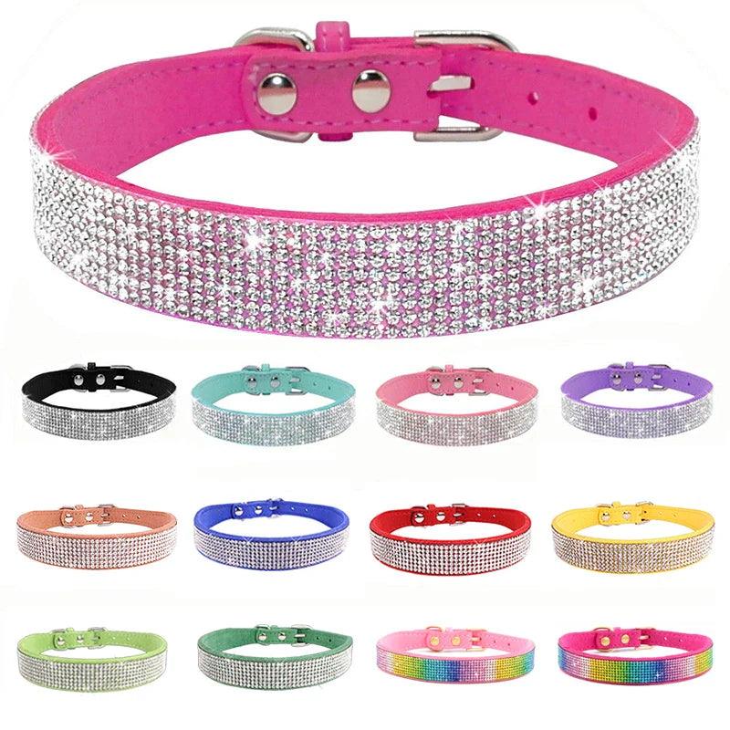 Crystal Glitter Rhinestone Dog Collar for Small Medium Pets  ourlum.com   