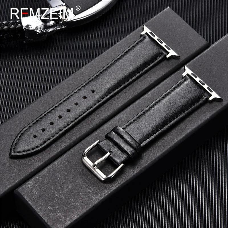 Premium Calfskin Leather Watchband for Apple Watch - Compatible with iWatch 8, 7, 6, 5, 4, 3, SE - Adjustable Strap Sizes  ourlum.com   