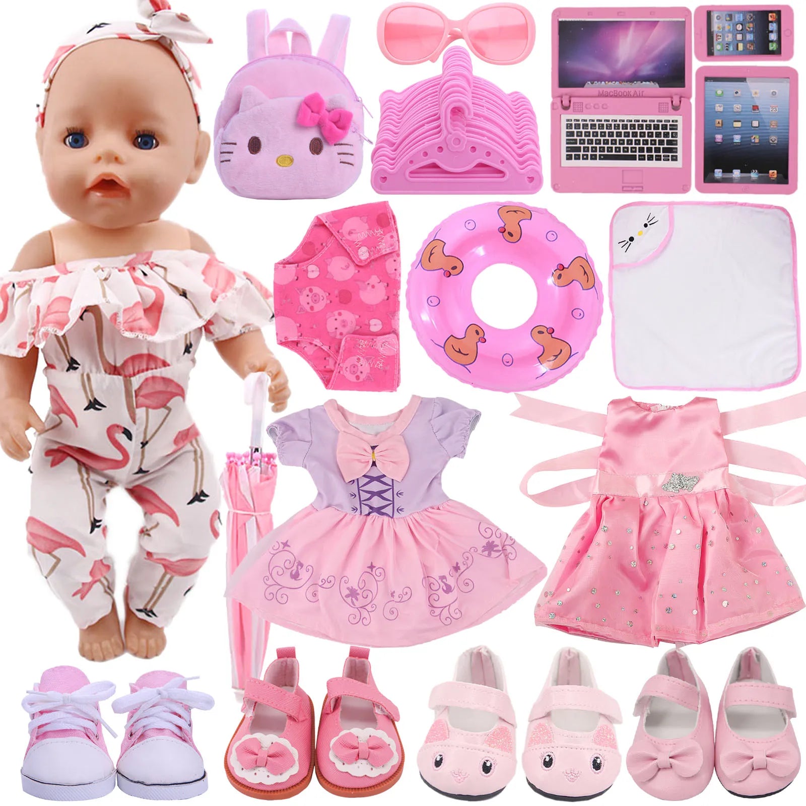 Flamingo Kittys Doll Clothes Set for 18 Inch Dolls: Cute & Trendy Accessories  ourlum.com   