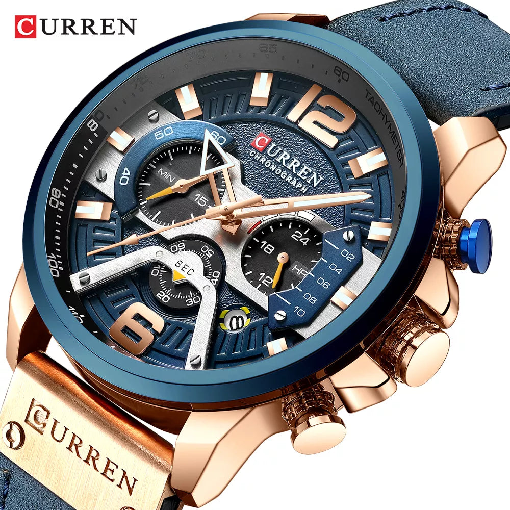 CURREN Men's Military Leather Chronograph Watch: Stylish & Functional Timepiece  ourlum.com   